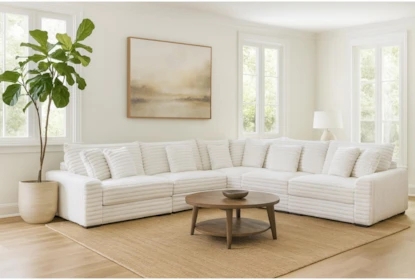 Sectional Sofa Bright White Low Block Silhouette Symmetrical