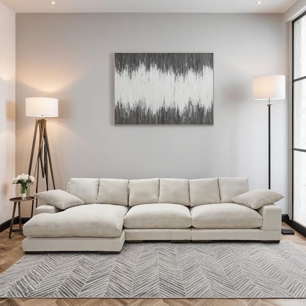 Sectional Sofa Cappuccino U-Shaped Double Chaise Square Arms