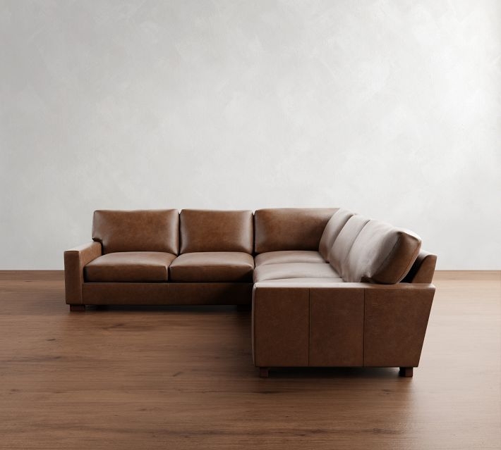 Sectional Sofa Caramel Nubuck Look L-Shaped Modern Rustic Leather