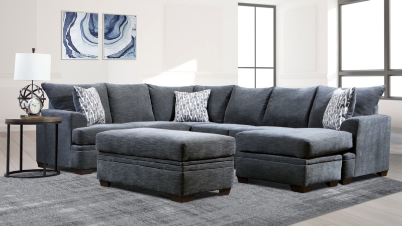 Sectional Sofa Channel Tufting with Wide Track Arms