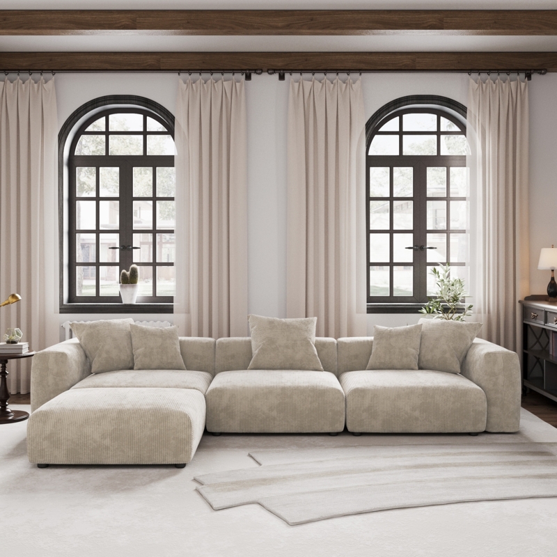 Sectional Sofa Charcoal Chenille-like Modular Low Profile