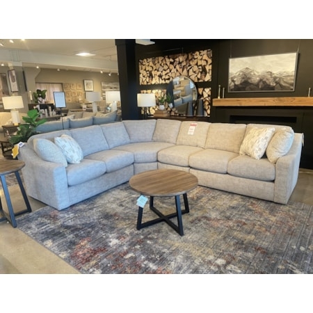 Sectional Sofa Charcoal Fabric Boxed Cushions Track Arms Contemporary