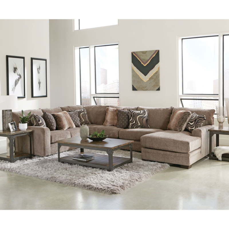 Sectional Sofa Charcoal Gray Three Piece Woven Fabric Transitional Style