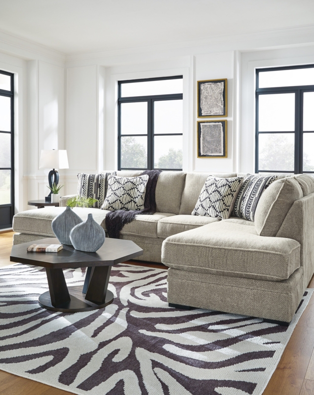 Sectional Sofa Charcoal Gray U-Shaped Double Chaise Seating Layout