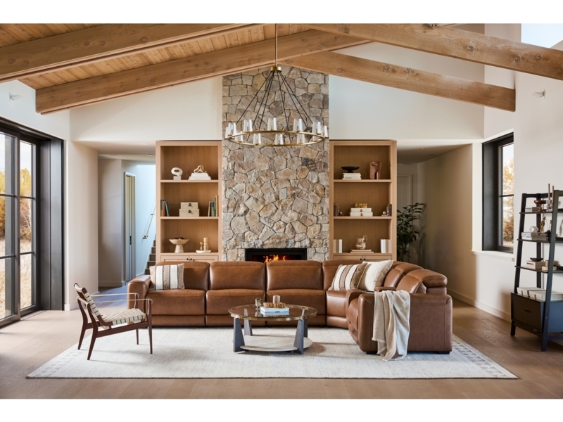 Sectional Sofa Charcoal Leather-Like Power Reclining Modular Console