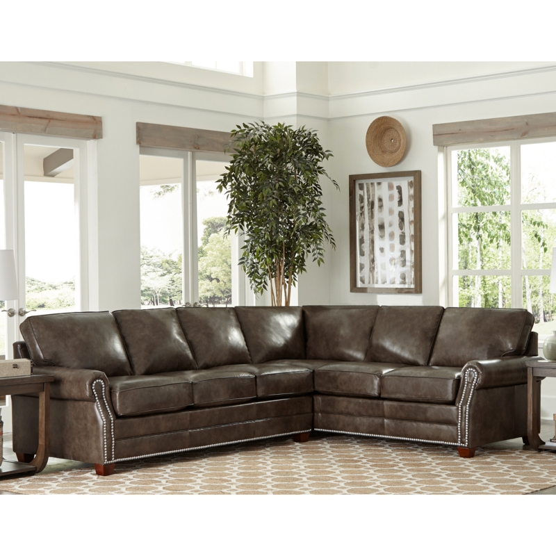 Sectional Sofa Chocolate Brown Leather Sleeper Left Hand Facing Tufted