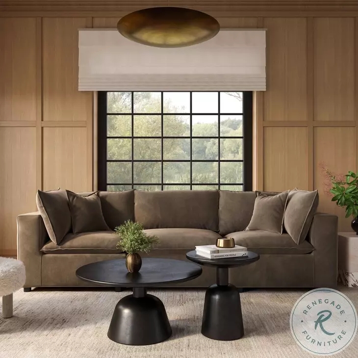 Sectional Sofa, Chocolate Velvet Modular Design, Deep Seating.