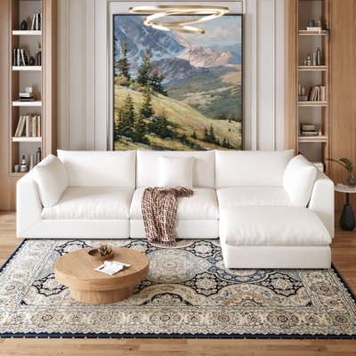 Sectional Sofa Cloud Style Modular Layout Cream Upholstery Low Profile