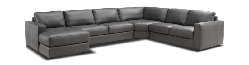 Sectional Sofa Cognac 4-Piece Modular Low Profile Pebbled Texture