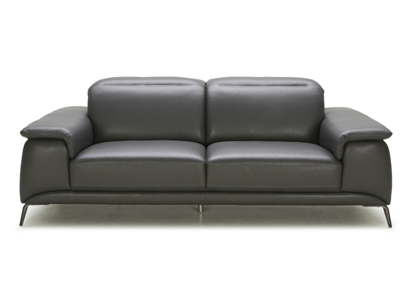 Sectional Sofa Contemporary Dark Brown Leather-Like Chrome Legs Adjustable