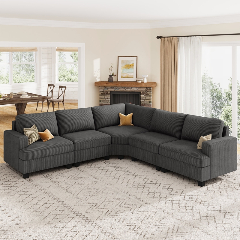 Sectional Sofa Contemporary Textured Woven Modular Layout