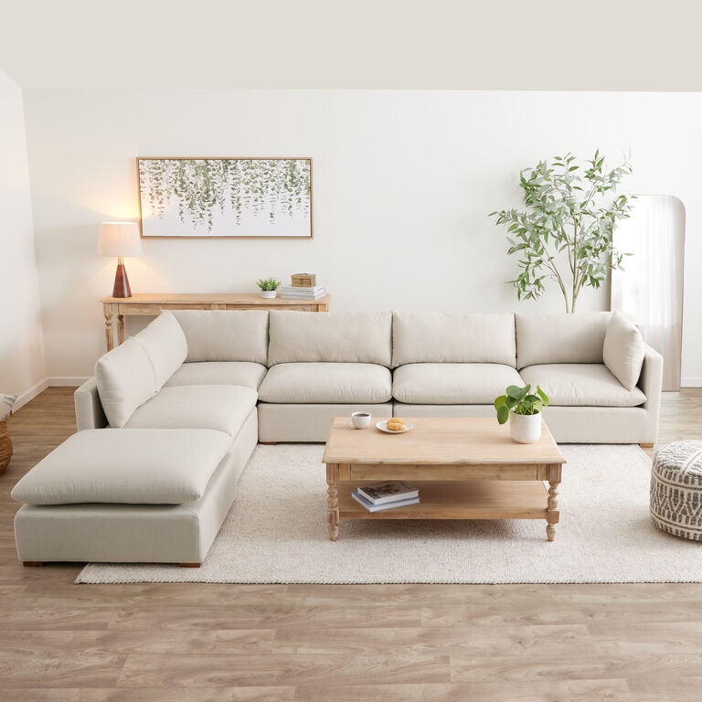 Sectional Sofa Cozy Pillow Top Sand Modular Layout