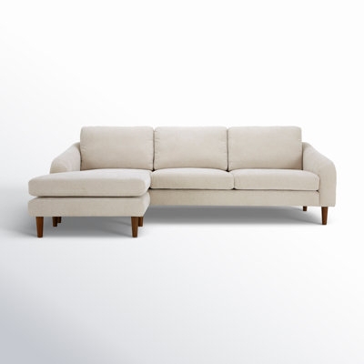 Sectional Sofa Cream L-Shaped Low Profile Woven With Accents