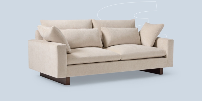 Sectional Sofa Cream Low Profile Deep Seating L-Shaped Minimalist