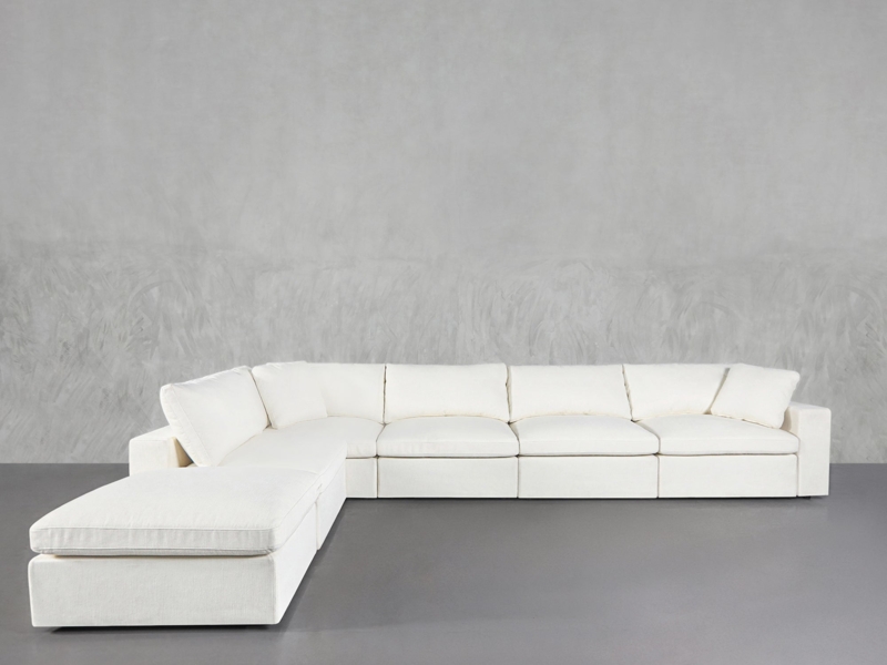 Sectional Sofa Cream Modular Deep Seat Minimalist Layout
