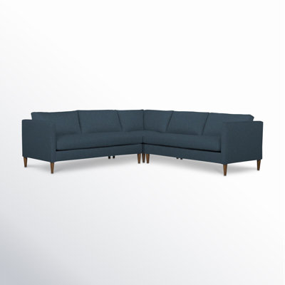 Sectional Sofa Cream Tapered Legs L-Shaped Textured Weave