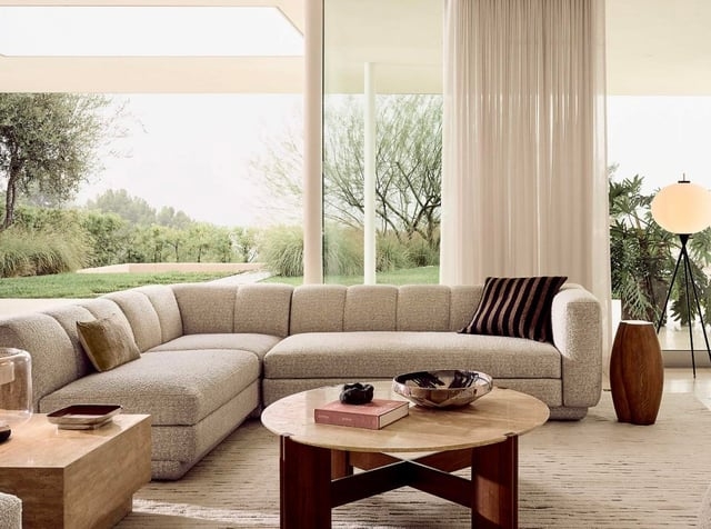 Sectional Sofa Curved Back Organic Modern Textured Upholstery