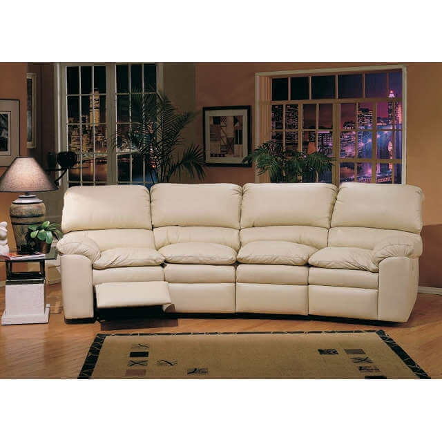 Sectional Sofa Dark Brown Leather-Like Curved Conversation Layout