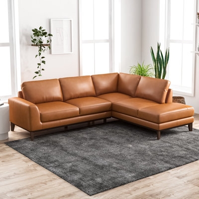 Sectional Sofa Dark Brown Leather-Like L-Shaped Low Profile
