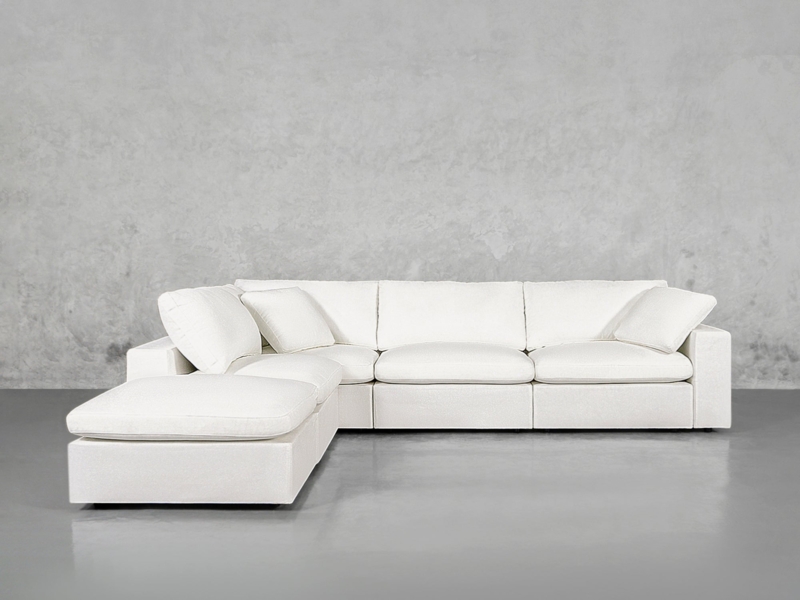Sectional Sofa Deep Seating Cream Upholstery Modular Corner Lounger
