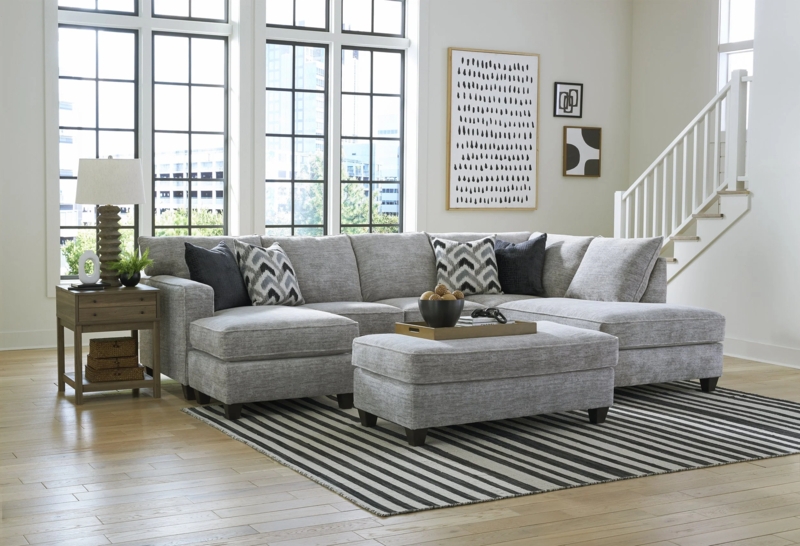 Sectional Sofa Deep Seating Low Profile Modern L-Shaped Layout