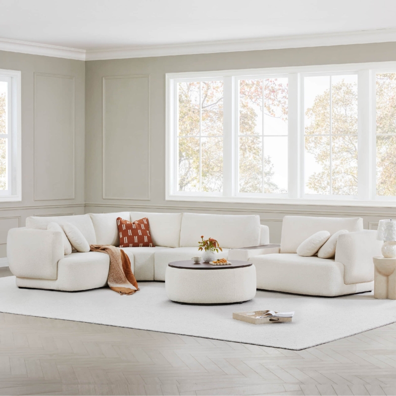 Sectional Sofa Dove Gray Modular Construction Low Profile