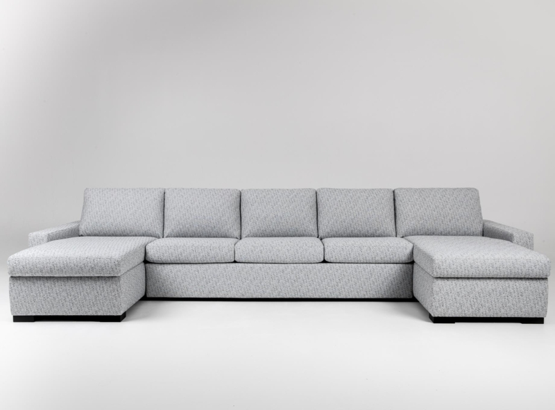 Sectional Sofa Dual Chaise Symmetrical Layout Speckled Upholstery