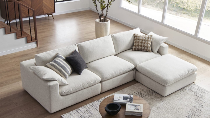 Sectional Sofa Extra Deep Seating Off-White Modern Modular Design