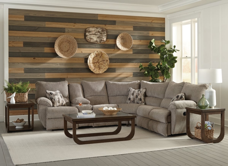 Sectional Sofa Fabric Reclining L-Shaped Console Split Back