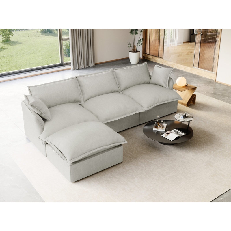 Sectional Sofa featuring Nubby Texture, Deep Seat, and Modular Configuration