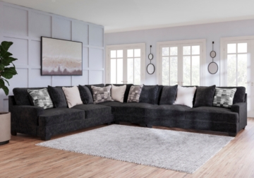 Sectional Sofa Floral Pattern Pillows L-Shaped Deep Seating Comfort