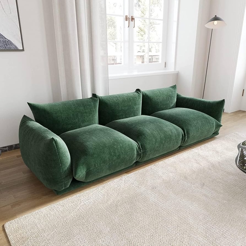 Sectional Sofa Forest Green Thick Cushions Mid Century Modern