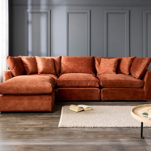 Sectional Sofa Forest Green Velvet Low Profile Modular