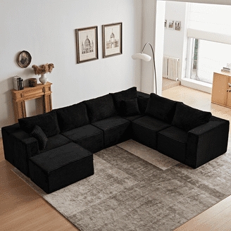 Sectional Sofa Grey U-Shaped Cloud Couch Style Deep Seating