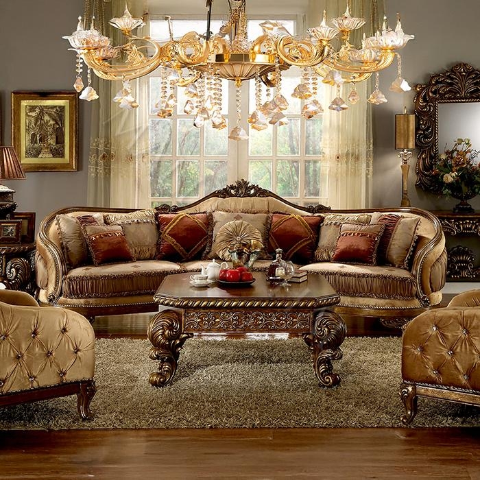 Sectional Sofa Hand Carved Frame Ornate Cresting Formal Layout