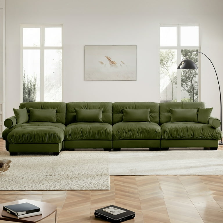 Sectional Sofa in Low Profile Modular Design with Matching Ottoman
