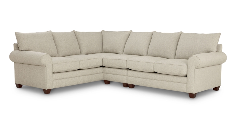 Sectional Sofa in Oatmeal Upholstery, Neutral Styling