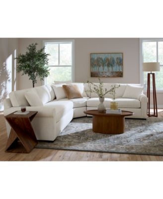 Sectional Sofa in Slate Gray Fabric, Transitional Style
