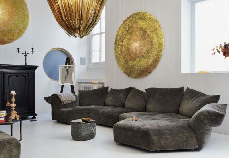 Sectional Sofa in White L-Shaped Configuration for Minimalist Layout