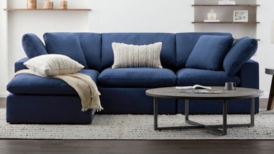 Sectional Sofa: Integrated Ottoman Chaise, Mid-Century Legs