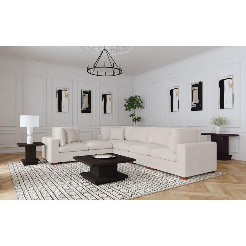 Sectional Sofa Ivory Boucle Modular Design Low-Profile Minimalist Layout