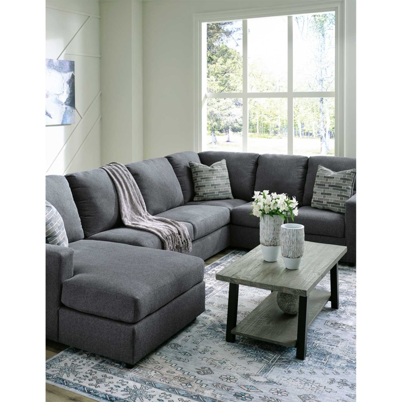 Sectional Sofa L-Shaped 3-Piece Right Arm Facing Chaise Woven Texture