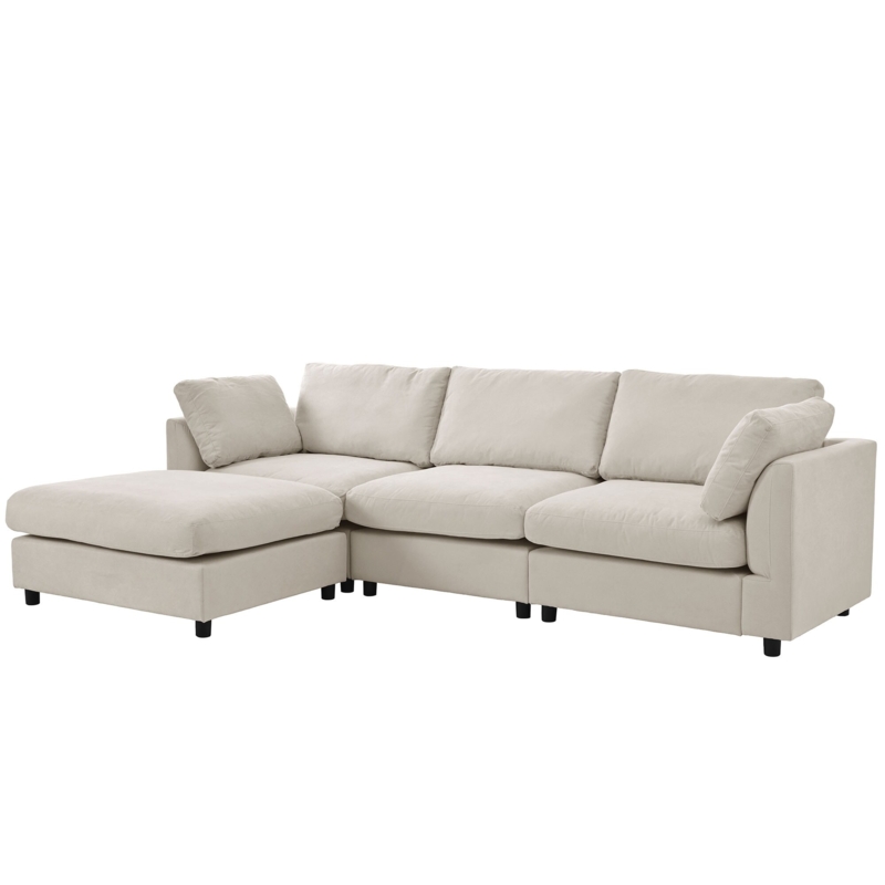 Sectional Sofa L-Shaped Block Legs Charcoal Grey Layout