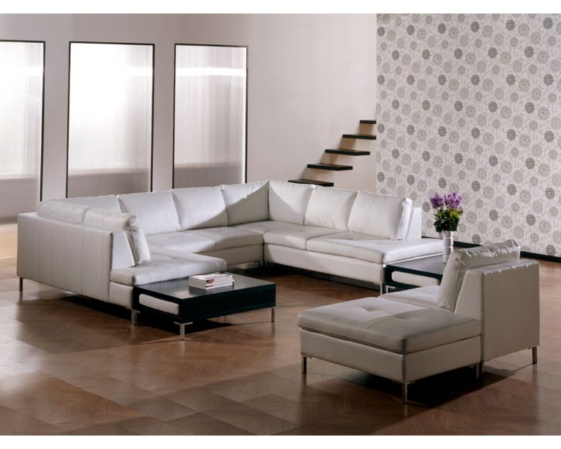 Sectional Sofa L-Shaped Dark Brown Leather-Like Block Feet