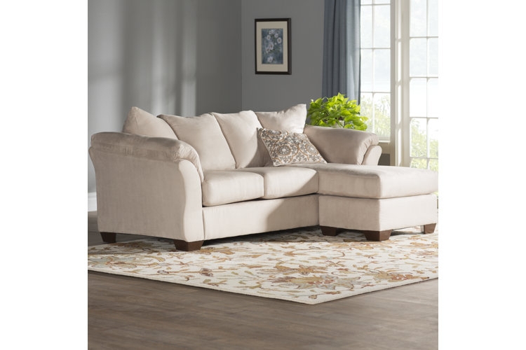 Sectional Sofa L-Shaped Design Off-White Track Arms Minimalist Style