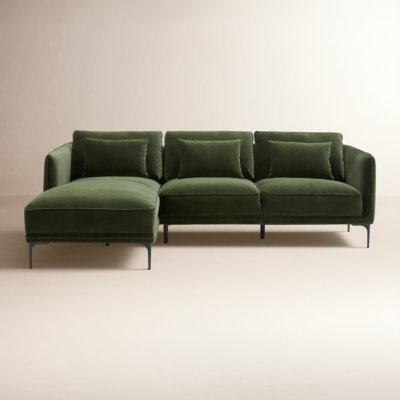 Sectional Sofa L-Shaped Integrated Chaise Low Profile Modern Woven