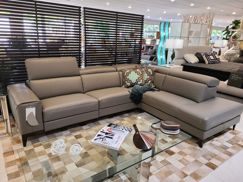 Sectional Sofa L-Shaped White Leather-like Adjustable Headrests