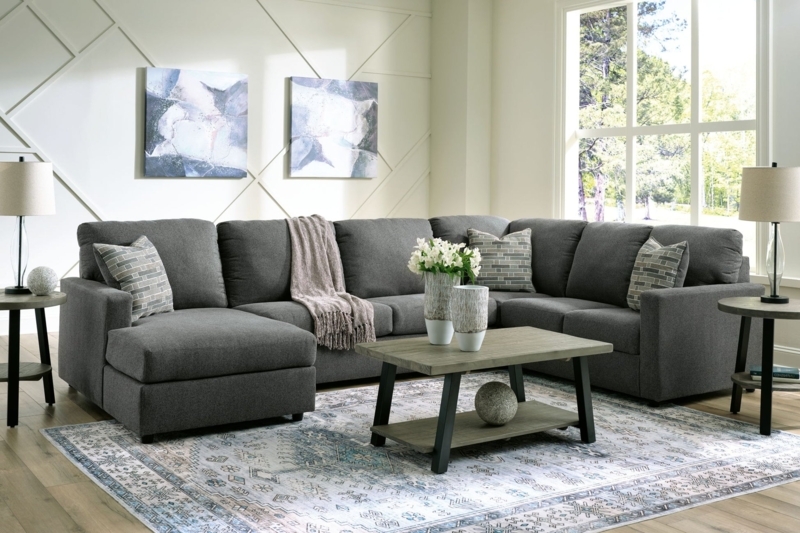 Sectional Sofa Left Arm Facing Chaise Track Arms Contemporary L-Shaped