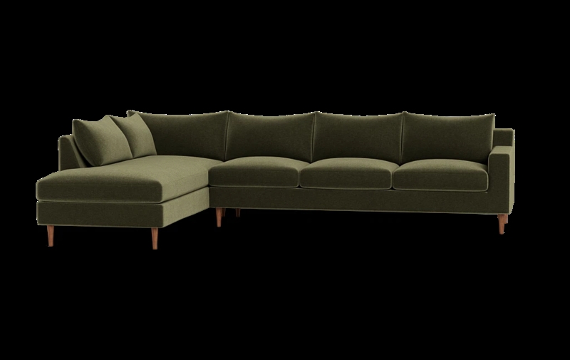 Sectional Sofa Left Facing Bumper Light Gray 4-Seat Design Modern