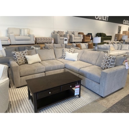 Sectional Sofa Light Gray Heathered Weave Transitional Loose Cushions